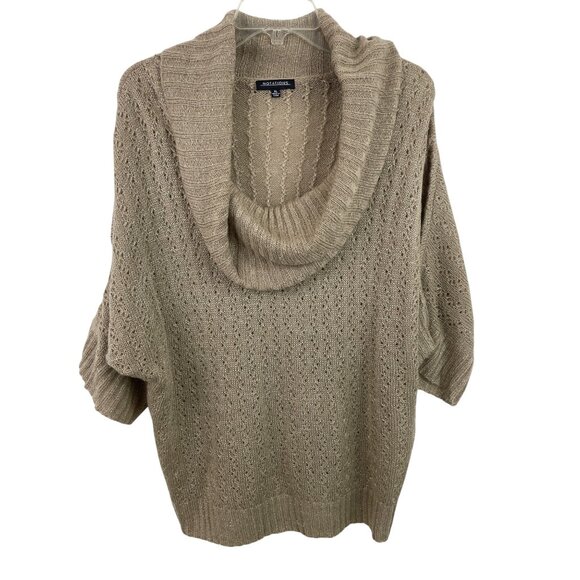 Notations Sweaters - Notations Tan/Gold Knit Cowl Neck Sweater 3/4 Sleeve Womens Size XL